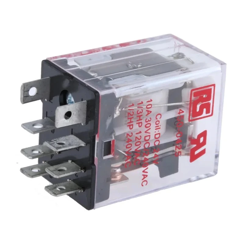 RS PRO Plug-in Power Relay 24V dc Coil, 10A Switching Current, DPDT 450-0425