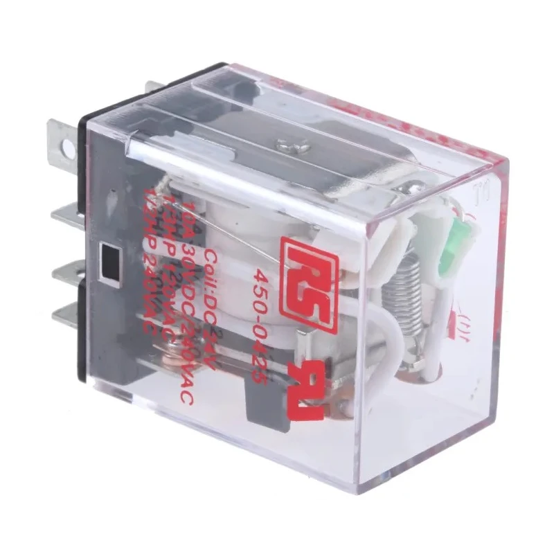 RS PRO Plug-in Power Relay 24V dc Coil, 10A Switching Current, DPDT 450-0425