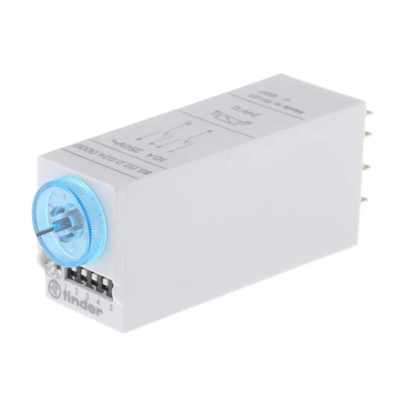 Finder 85 Series Snap-On Timer Relay 2-Contact DPDT 24V AC/DC, 10A, 5 to 100 h / 0.05 to 100 s / 3 to 100 85.02.0.024.0000