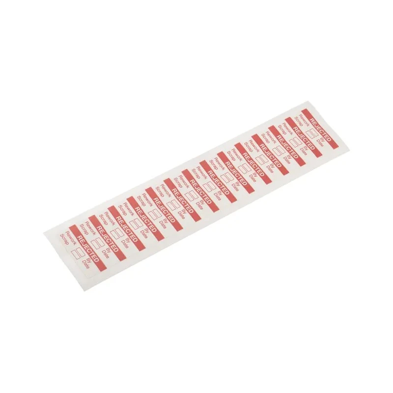 RS PRO Pre-Printed Adhesive Label Self-Adhesive Vinyl Cloth 38mm x 15mm Red Text 'Rejected' 140 Per Pack 450-6142