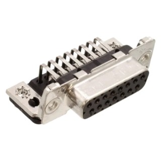 TE Connectivity AMPLIMITE HD-20 15 Way Right Angle Through Hole D-Sub Connector 2.74 mm Pitch 1-106506-2