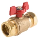 RS PRO Brass Compression Full Port Ball Valve BSPP 12-54 mm Inlet, 28 mm Outlet, 16 Bar Working Pressure 486-300
