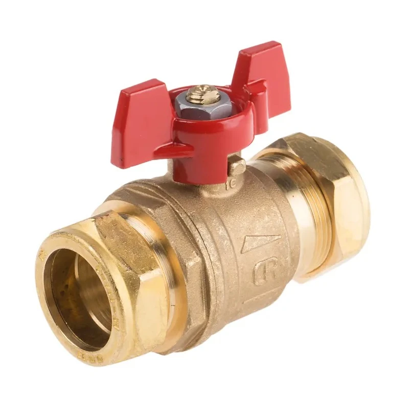 RS PRO Brass Compression Full Port Ball Valve BSPP 12-54 mm Inlet, 28 mm Outlet, 16 Bar Working Pressure 486-300