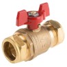RS PRO Brass Compression Full Port Ball Valve BSPP 12-54 mm Inlet, 28 mm Outlet, 16 Bar Working Pressure 486-300