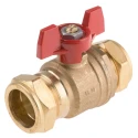 RS PRO Brass Compression Full Port Ball Valve BSPP 12-54 mm Inlet, 28 mm Outlet, 16 Bar Working Pressure 486-300