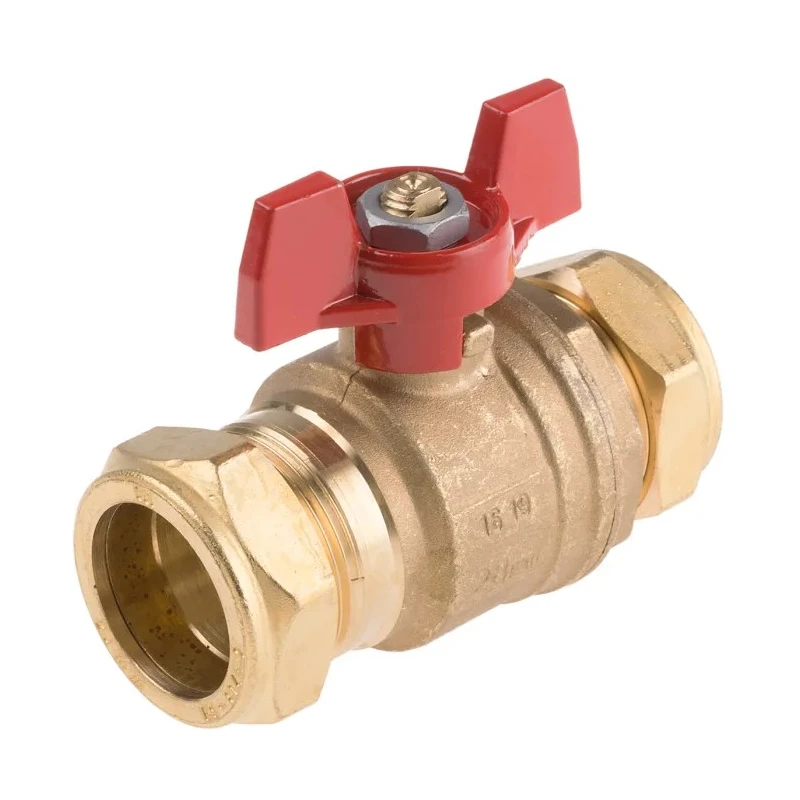 RS PRO Brass Compression Full Port Ball Valve BSPP 12-54 mm Inlet, 28 mm Outlet, 16 Bar Working Pressure 486-300