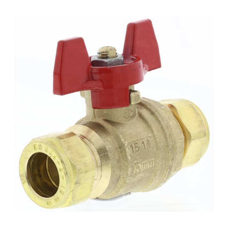 RS PRO Brass Compression Full Port Ball Valve 16 Bar, 12-54 mm Inlet, 15 mm Outlet 486-299