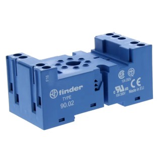 Finder 8 Way DIN Rail Relay Socket 250V AC 10A Screw Terminal for 60.12 Relay 90.02SMA