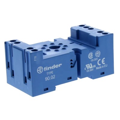 Finder 8 Way DIN Rail Relay Socket 250V AC 10A Screw Terminal for 60.12 Relay 90.02SMA