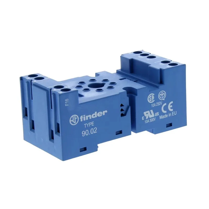 Finder 8 Way DIN Rail Relay Socket 250V AC 10A Screw Terminal for 60.12 Relay 90.02SMA