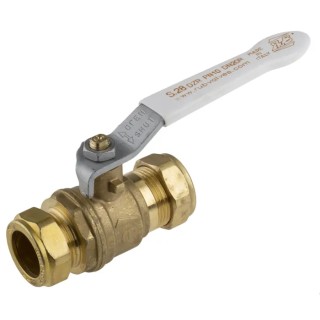RS PRO Brass Compression 2-Way Ball Valve 16 Bar 22 mm 1/4 Turn Manual Lever 486-306
