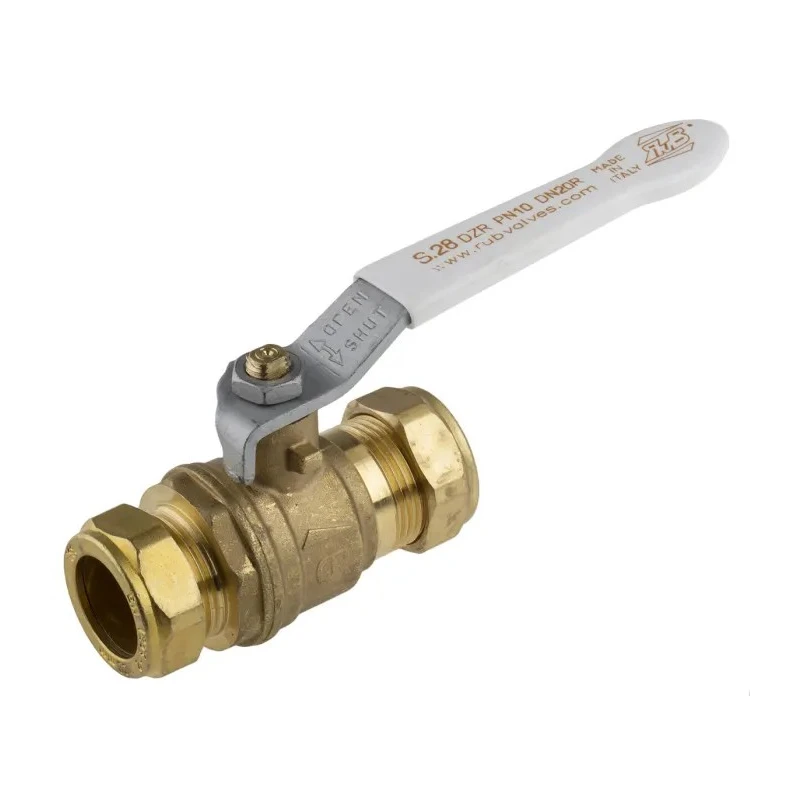 RS PRO Brass Compression 2-Way Ball Valve 16 Bar 22 mm 1/4 Turn Manual Lever 486-306