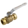 RS PRO Brass Compression 2-Way Ball Valve 16 Bar 22 mm 1/4 Turn Manual Lever 486-306