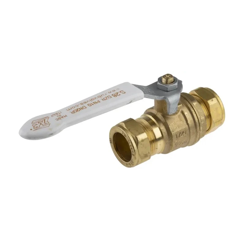 RS PRO Brass Compression 2-Way Ball Valve 16 Bar 22 mm 1/4 Turn Manual Lever 486-306