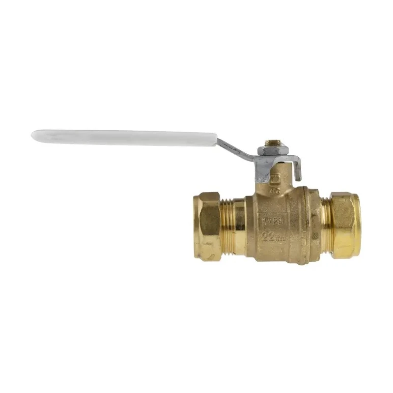 RS PRO Brass Compression 2-Way Ball Valve 16 Bar 22 mm 1/4 Turn Manual Lever 486-306