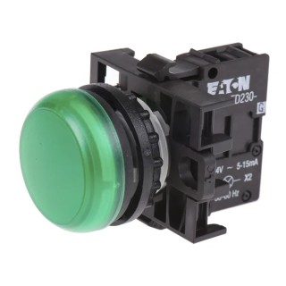 Eaton Flush Rear Surface Mount Green LED Pilot Light RMQ Titan M22 22 mm Cutout 264V AC 78639223 M22-L-G+M22-A+M22-LED230-G