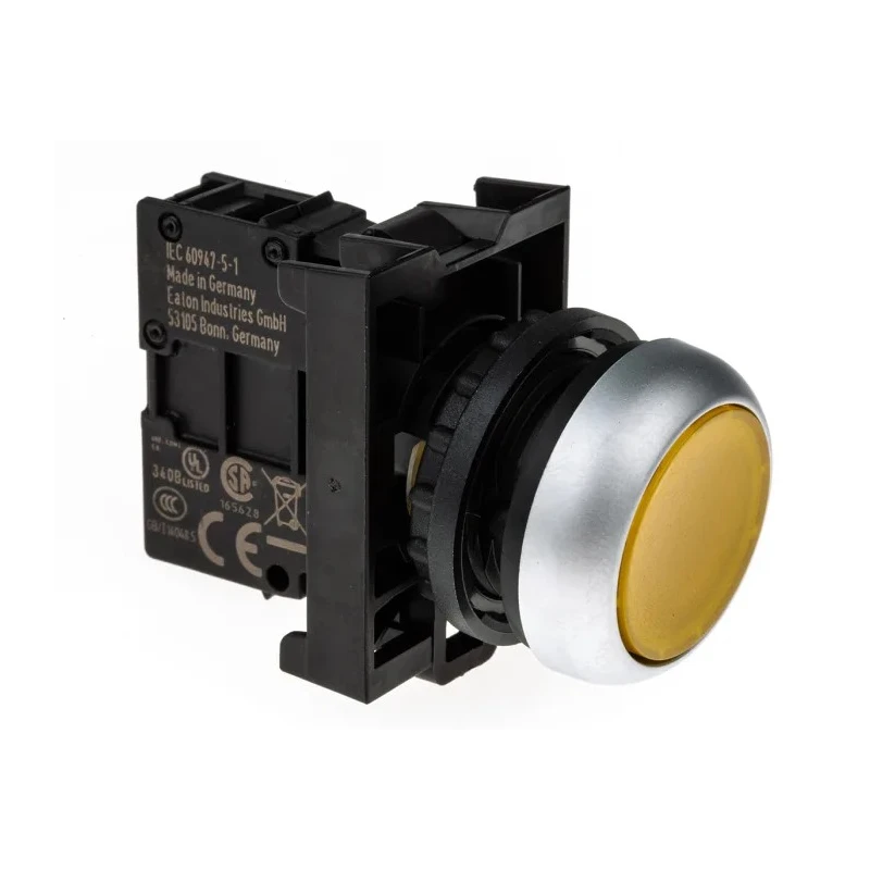 Eaton RMQ Titan M22 Series Yellow Momentary Push Button Head 22 mm Cutout Diameter IP69K 78639209 M22-DL-Y+M22-A+M22-LED-W