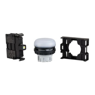 Eaton Flush White LED Pilot Light RMQ Titan M22 22 mm Cutout, 264V AC, IP69K, Round 78639225 M22-L-W+M22-A+M22-LED230-W
