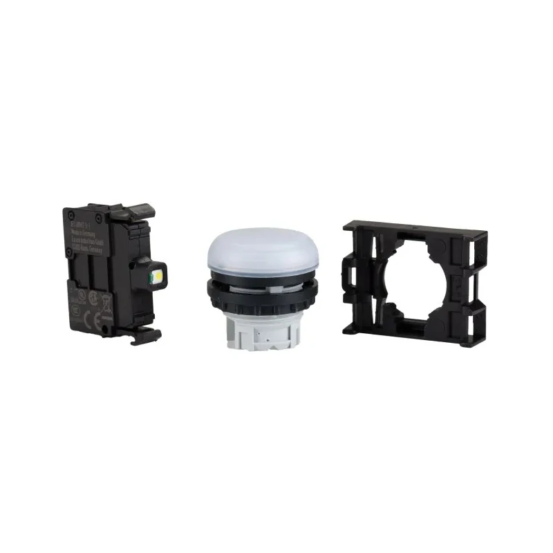 Eaton Flush White LED Pilot Light RMQ Titan M22 22 mm Cutout, 264V AC, IP69K, Round 78639225 M22-L-W+M22-A+M22-LED230-W