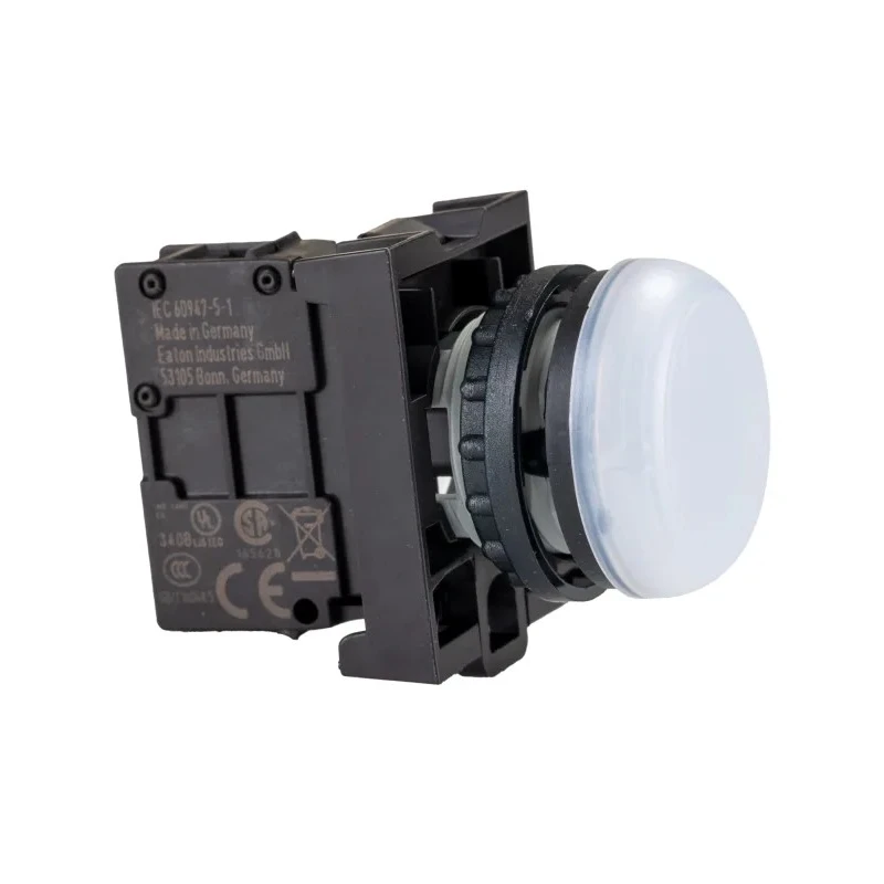 Eaton Flush White LED Pilot Light RMQ Titan M22 22 mm Cutout, 264V AC, IP69K, Round 78639225 M22-L-W+M22-A+M22-LED230-W