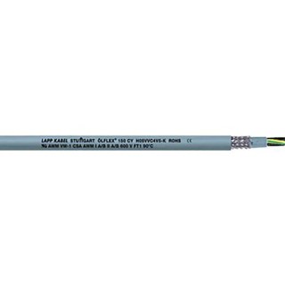 Lapp CY Control Cable, 4 Cores 18 AWG, 50 m Length, Screened Stranded, Grey Polyvinyl Chloride Sheath 0015604