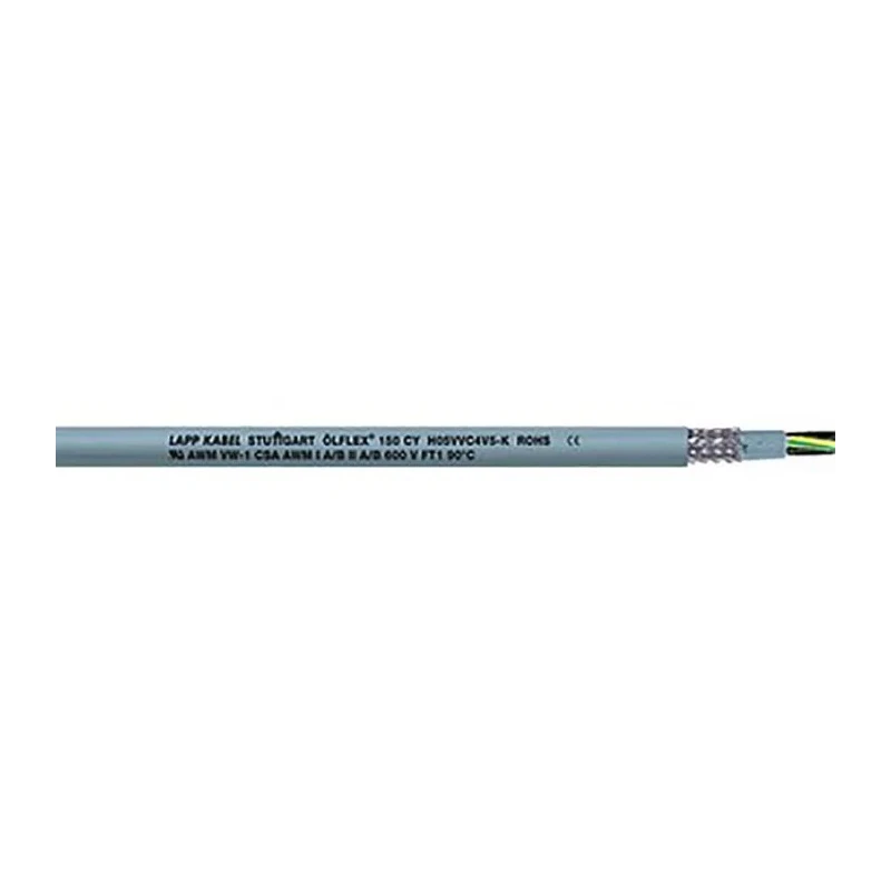 Lapp CY Control Cable, 4 Cores 18 AWG, 50 m Length, Screened Stranded, Grey Polyvinyl Chloride Sheath 0015604