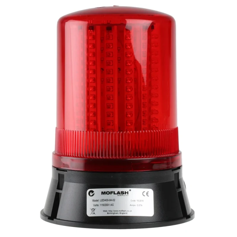 Moflash LED400 Series Red Beacon 24V Flashing, Rotating, Steady Surface Mount LED Bulb IP67 LED400