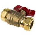 RS PRO Brass Compression 2-Way BSPP Ball Valve, 16 Bar Pressure, 22 mm Size, Manual Tee Handle 486-378