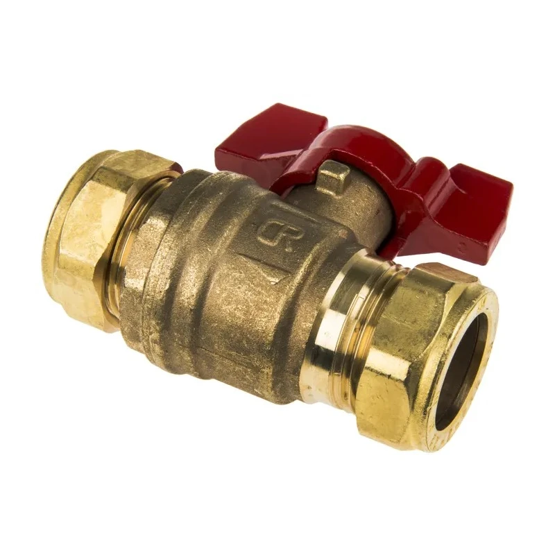 RS PRO Brass Compression 2-Way BSPP Ball Valve, 16 Bar Pressure, 22 mm Size, Manual Tee Handle 486-378