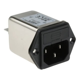 Schaffner 250V AC 2A Panel Mount IEC Filter Male 2 Fuse Faston FN9260B-2-06