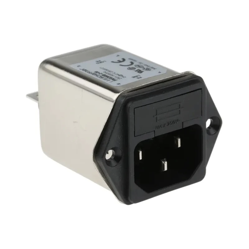 Schaffner 250V AC 2A Panel Mount IEC Filter Male 2 Fuse Faston FN9260B-2-06