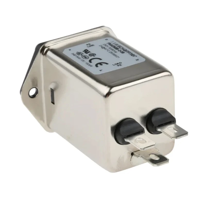 Schaffner 250V AC 2A Panel Mount IEC Filter Male 2 Fuse Faston FN9260B-2-06
