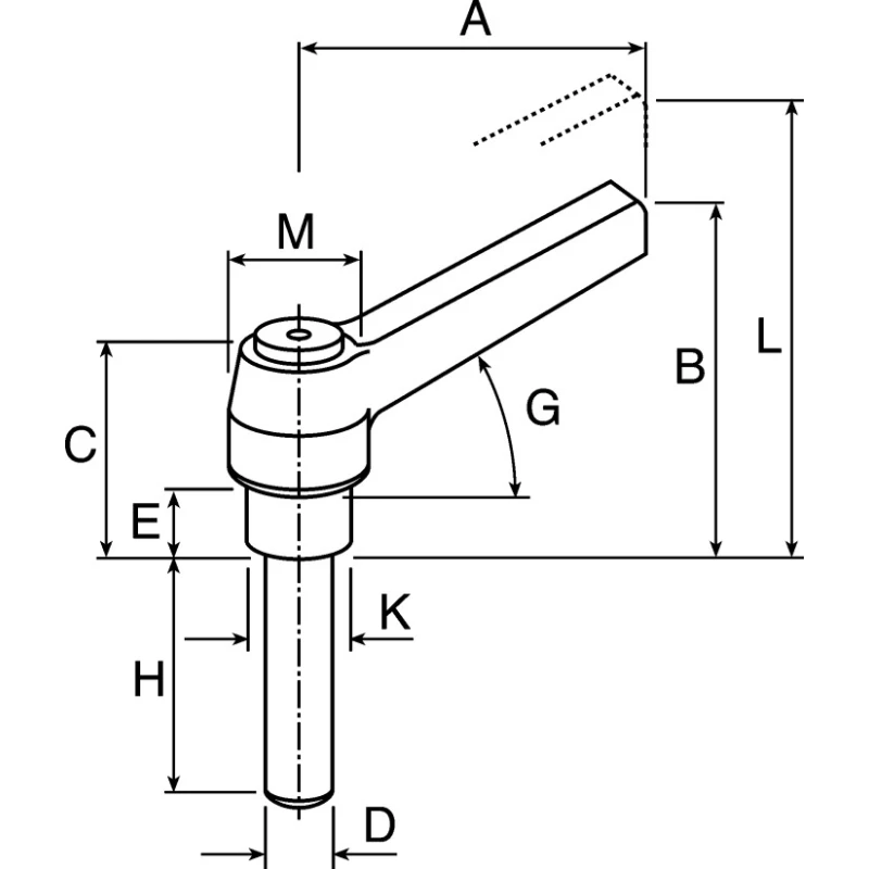 Rose+Krieger Polyamide Stainless Steel Clamp Lever M6x14 mm Thread Length, 40 mm Handle Length 902181