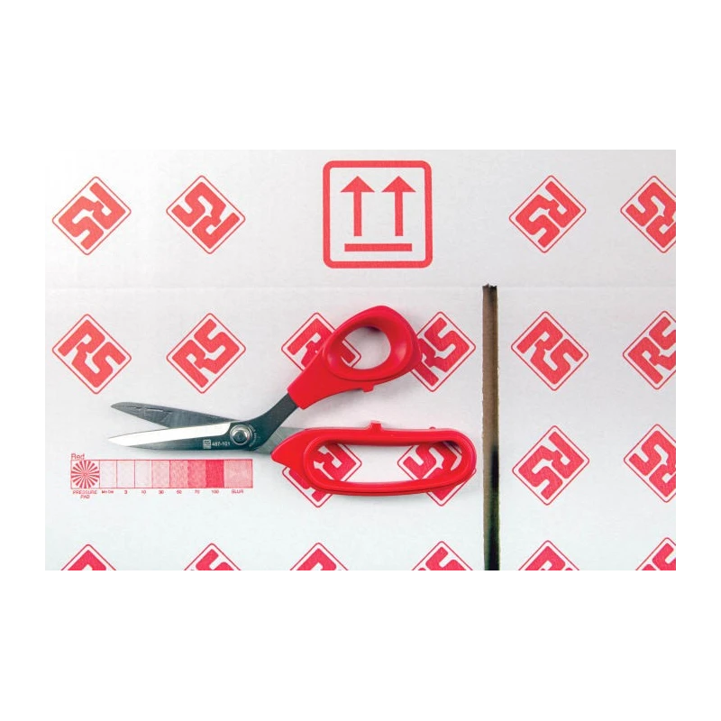 RS PRO 200mm Stainless Steel Heavy Duty Scissor with Red Thermoplastic Rubber Injection Handle 487-101
