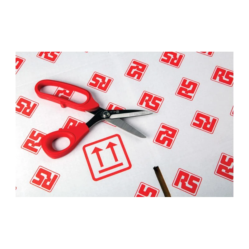 RS PRO 200mm Stainless Steel Heavy Duty Scissor with Red Thermoplastic Rubber Injection Handle 487-101