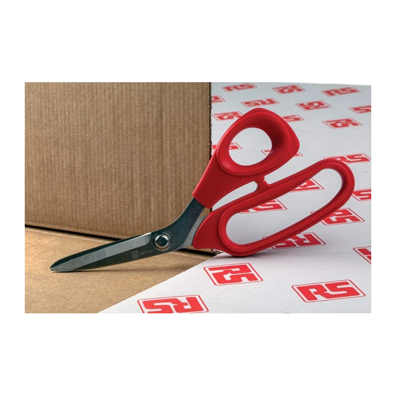 RS PRO 200mm Stainless Steel Heavy Duty Scissor with Red Thermoplastic Rubber Injection Handle 487-101