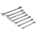 RS PRO 7-Piece Ratcheting Spanner Set, 8 To 18 mm, Chrome Vanadium Steel Chrome Finish 487-163