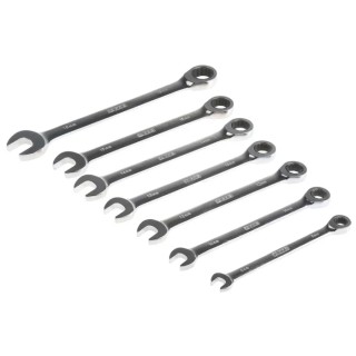 RS PRO 7-Piece Ratcheting Spanner Set, 8 To 18 mm, Chrome Vanadium Steel Chrome Finish 487-163