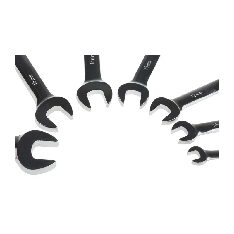 RS PRO 7-Piece Ratcheting Spanner Set, 8 To 18 mm, Chrome Vanadium Steel Chrome Finish 487-163