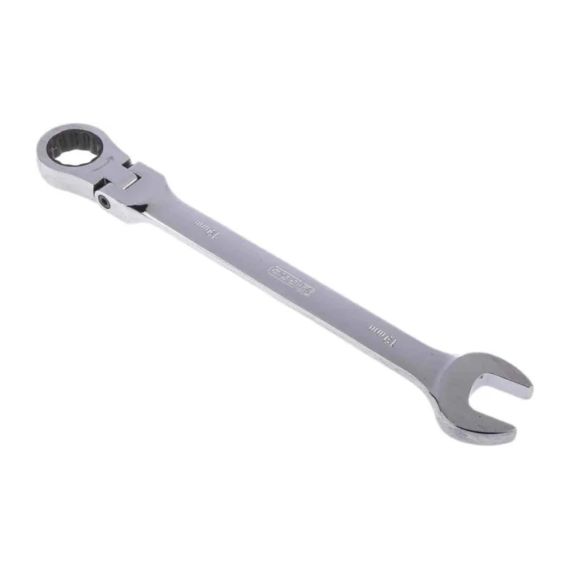 RS PRO Combination Ratchet Spanner 19 mm Chrome Vanadium Steel Chrome Finish 72 Points Pivot Head 487-214
