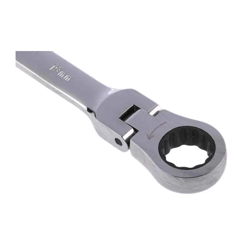 RS PRO Combination Ratchet Spanner 19 mm Chrome Vanadium Steel Chrome Finish 72 Points Pivot Head 487-214