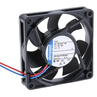 ebm-papst 700 F Series Axial Fan 24V DC 1.5W 63mA 44m³/h 70mm Circular Sleeve Bearing 714F