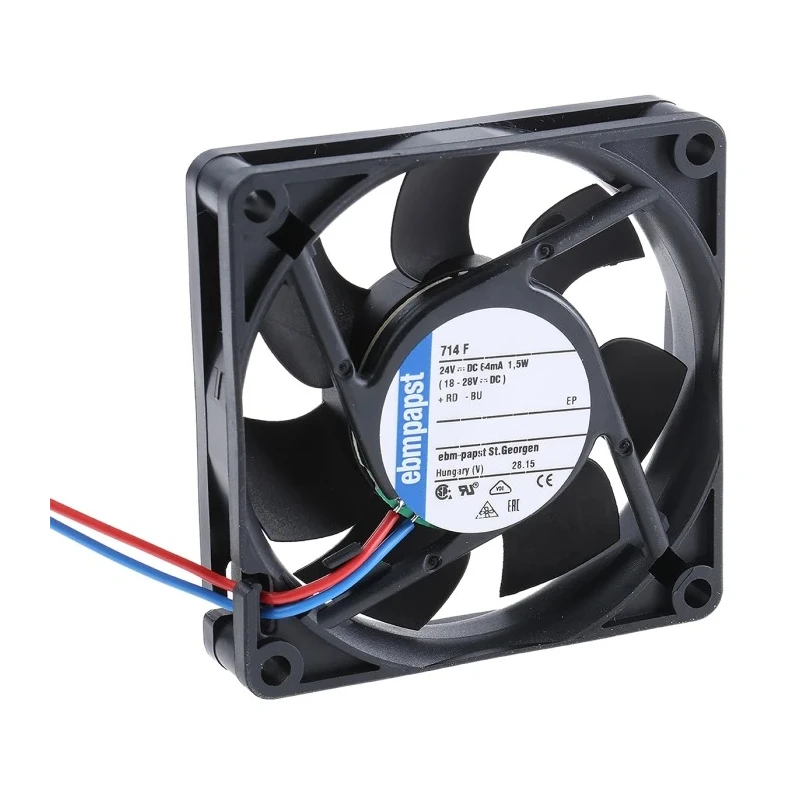 ebm-papst 700 F Series Axial Fan 24V DC 1.5W 63mA 44m³/h 70mm Circular Sleeve Bearing 714F