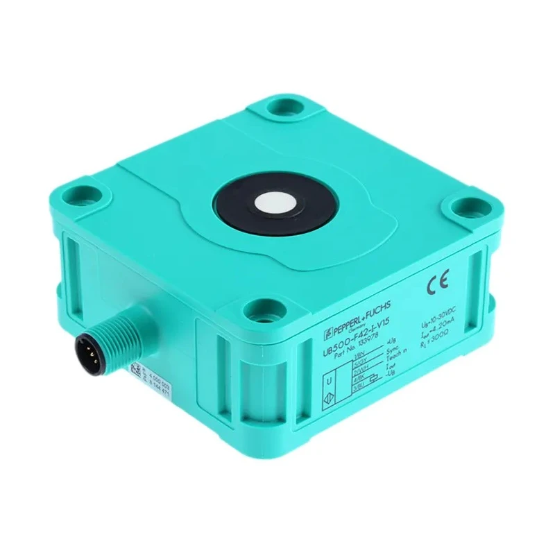 Pepperl + Fuchs Block Ultrasonic Proximity Sensor M12 x 1 Thread 500 mm Detection 4 to 20 mA Output 30 V DC UB500-F42-I-V15