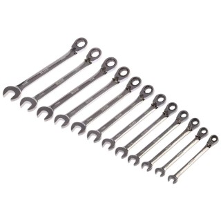 RS PRO 12-Piece Ratchet Spanner Set, 8 To 19 mm, Chrome Vanadium Steel 487-280