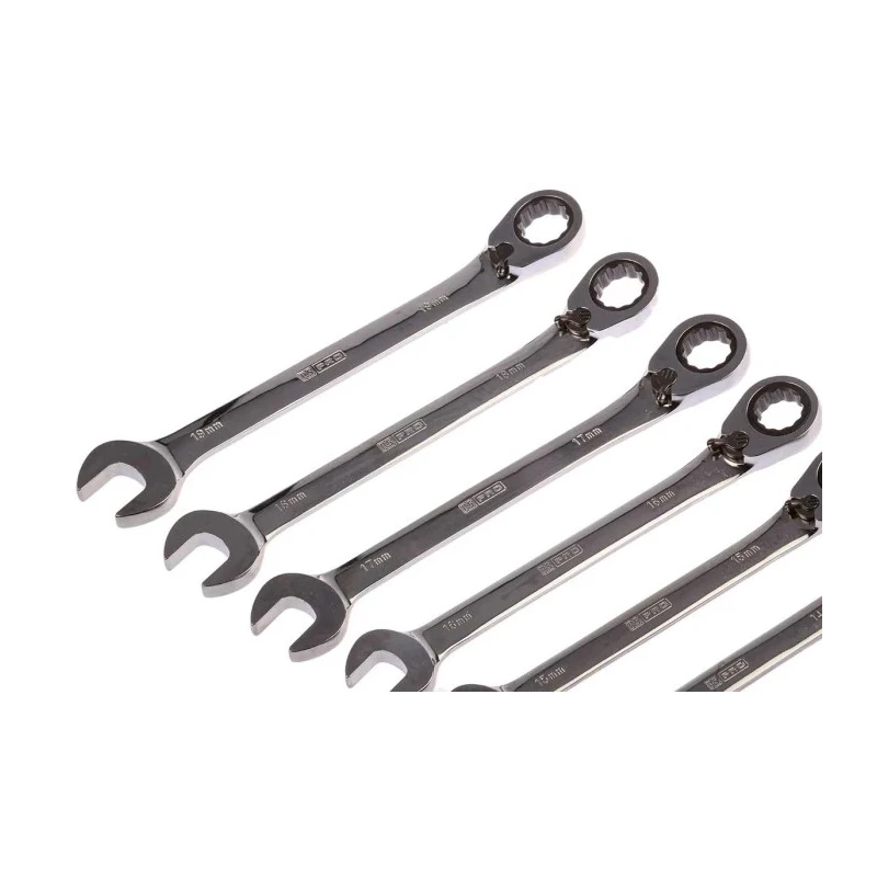 RS PRO 12-Piece Ratchet Spanner Set, 8 To 19 mm, Chrome Vanadium Steel 487-280