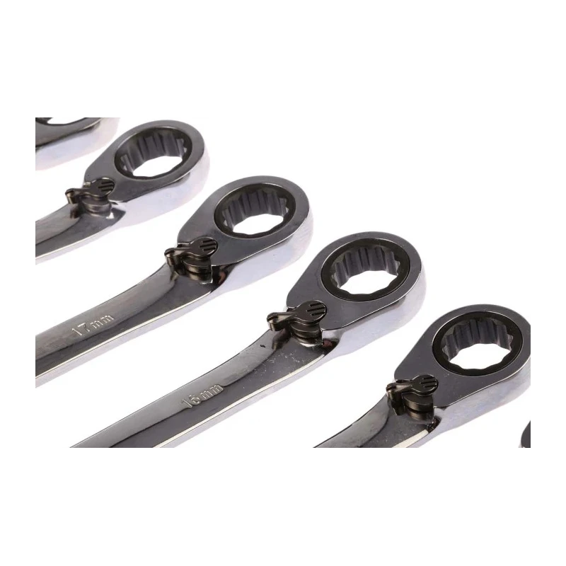 RS PRO 12-Piece Ratchet Spanner Set, 8 To 19 mm, Chrome Vanadium Steel 487-280