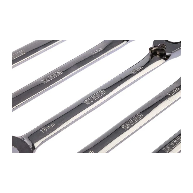 RS PRO 12-Piece Ratchet Spanner Set, 8 To 19 mm, Chrome Vanadium Steel 487-280
