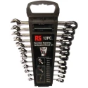 RS PRO 12-Piece Ratchet Spanner Set, 8 To 19 mm, Chrome Vanadium Steel 487-280