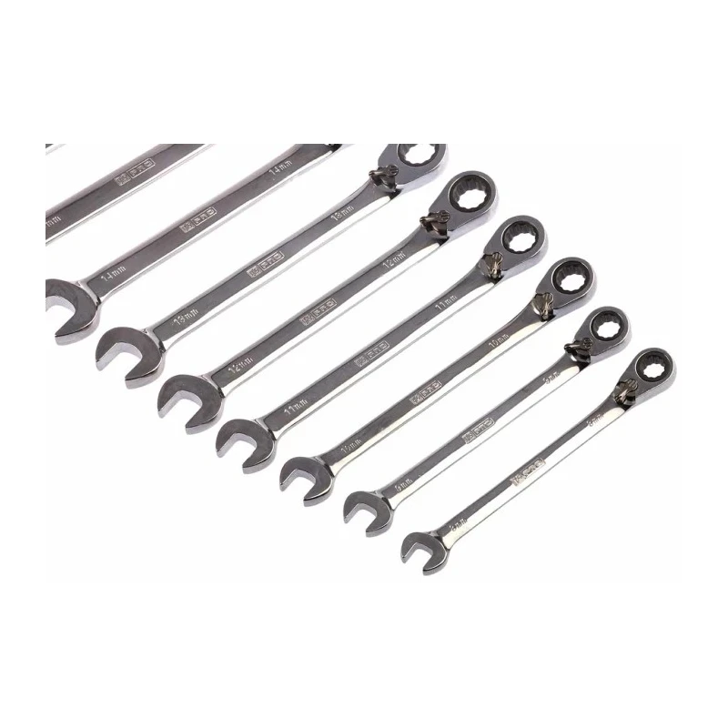 RS PRO 12-Piece Ratchet Spanner Set, 8 To 19 mm, Chrome Vanadium Steel 487-280